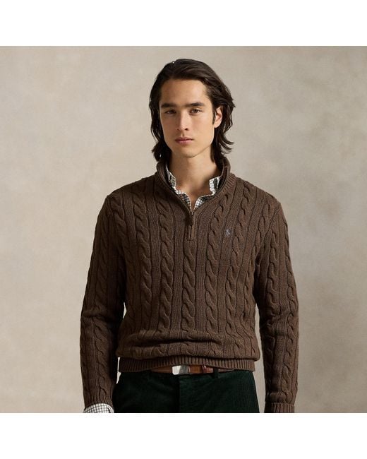 Polo Ralph Lauren Baumwollpullover Mit Zopfmuster in Brown für Herren