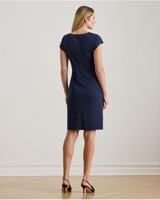 Ralph Lauren Blue Buckle-Trim Stretch Jersey Dress