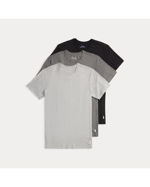 Ralph Lauren Gray Slim Fit Stretch Crew Undershirt 3-Pack for men