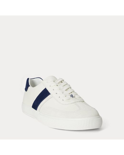 Ralph Lauren Blue Two-Tone Braylee Leather & Suede Sneaker