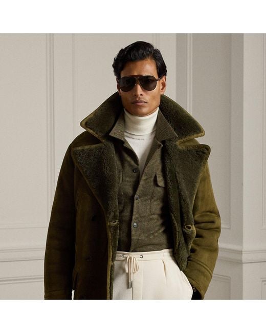 Ralph Lauren Green Shearling Peacoat for men
