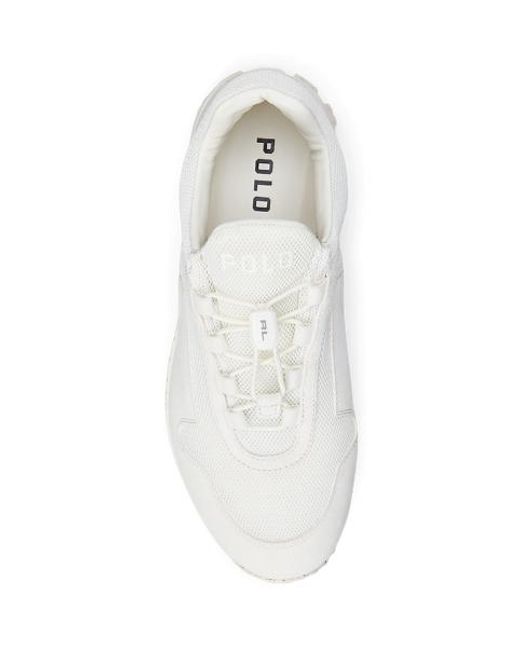 Polo Ralph Lauren White Grayson Suede-Mesh Trainer
