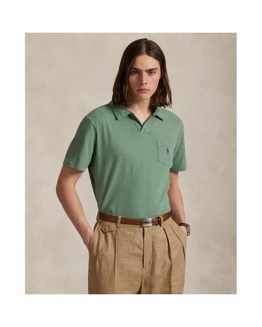 Polo in cotone e lino Standard-Fit di Polo Ralph Lauren in Green da Uomo
