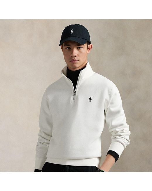 Polo Ralph Lauren White Double-Knit Quarter-Zip Pullover for men