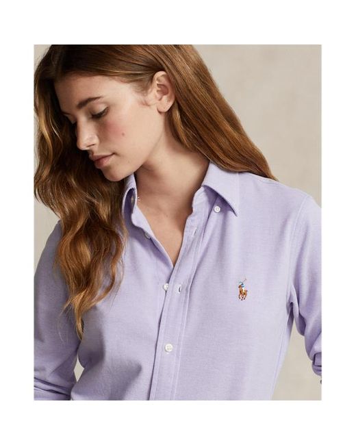 Polo Ralph Lauren Purple Slim Fit Knit Cotton Oxford Shirt
