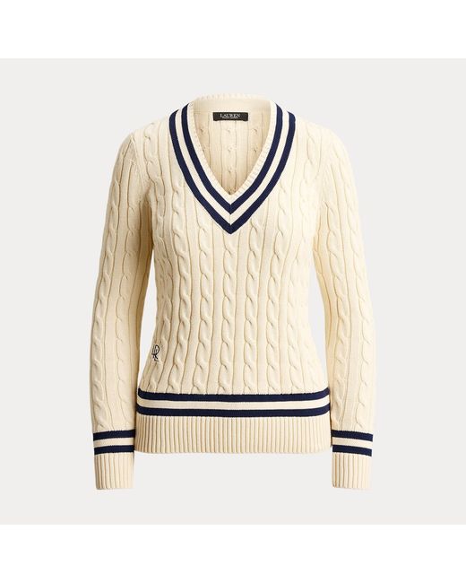 Ralph Lauren Natural Cable-Knit Cotton Cricket Sweater