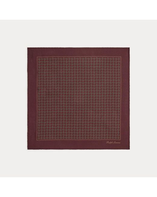 Ralph Lauren Purple Pine-Print Silk Pocket Square for men