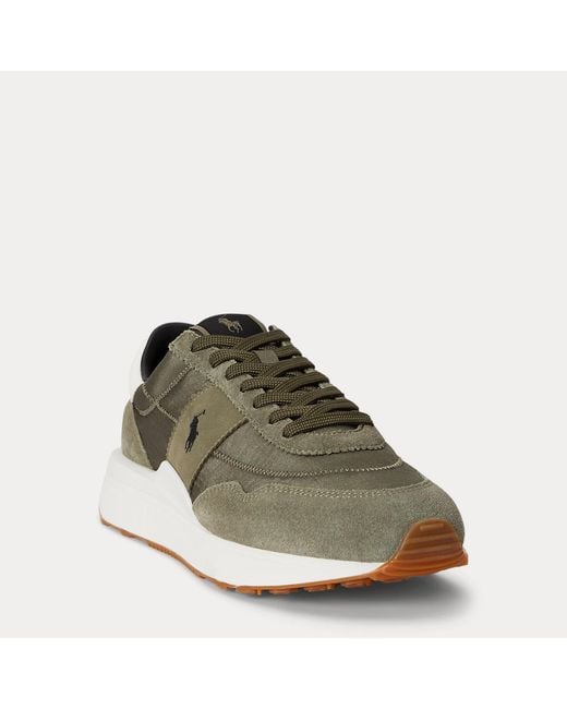 Polo Ralph Lauren Green Train 89 Suede-Panelled Trainer for men