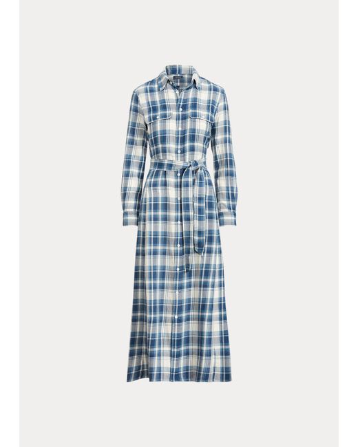Polo Ralph Lauren Kariertes Hemdkleid aus Baumwolle in Blau | Lyst DE