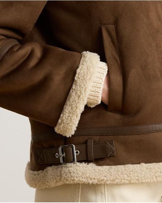 Ralph Lauren Brown Buckle-Trim Faux-Suede Jacket