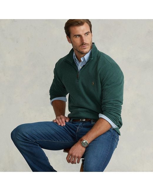 Ralph Lauren Green Estate Rib Half-Zip Pullover for men