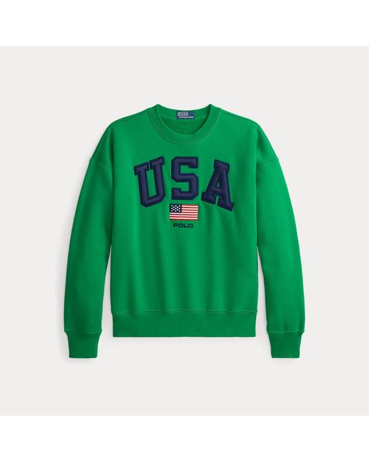 Polo Ralph Lauren Green Vintage Fit Flag Fleece Sweatshirt for men