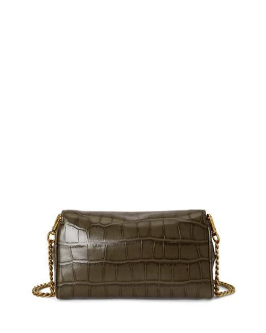 Ralph Lauren Green Embossed Turn-Lock Wristlet Crossbody