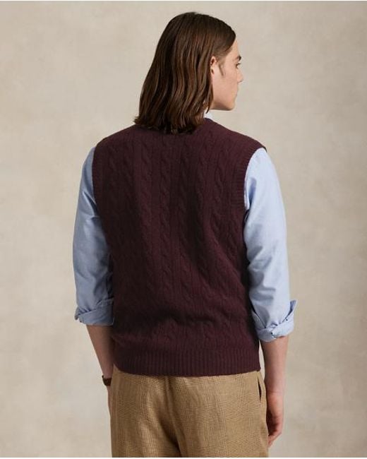 Polo Ralph Lauren Woll-Kaschmir-Pullunder Mit Zopfmuster in Purple für Herren