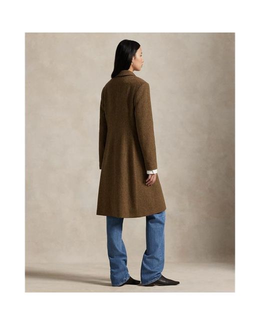 Polo Ralph Lauren Blue Wool-Blend Herringbone Coat