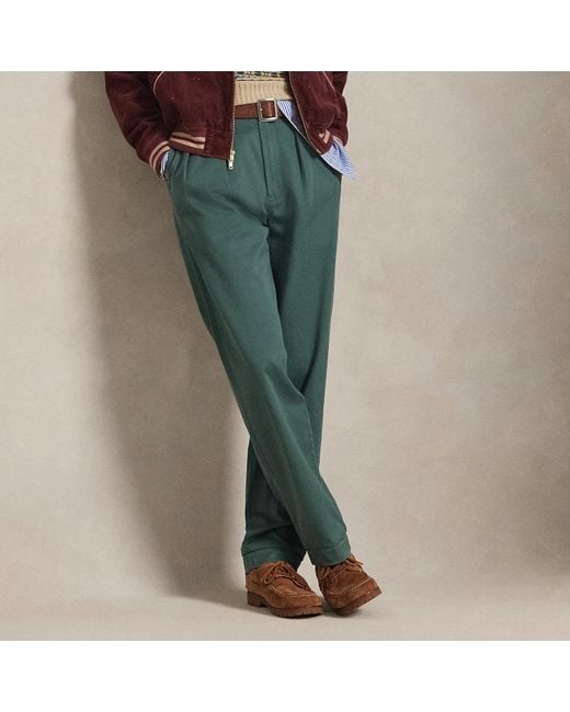 Polo Ralph Lauren Whitman Relaxed Fit Pleated Trouser in Green for