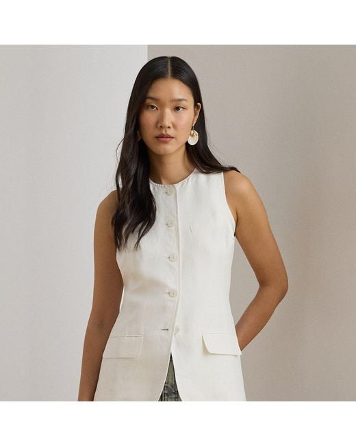 Ralph Lauren Natural Linen-Blend Sleeveless Shirt