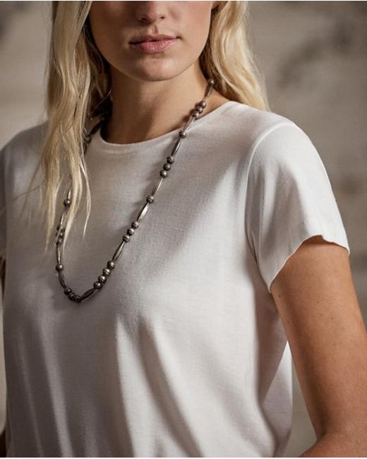 RRL White T-Shirt Aus Baumwolljersey