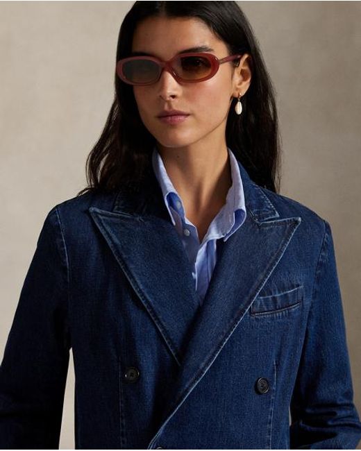 Ralph Lauren Blue Zweireihige Jacke Aus Denim