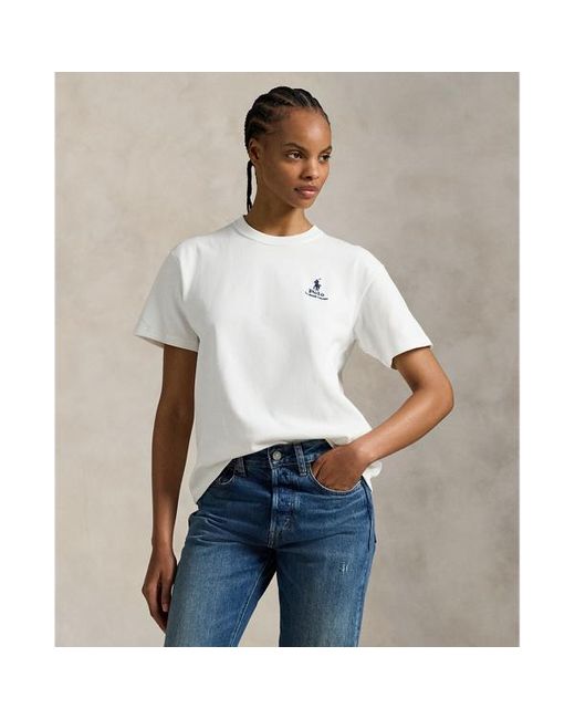Maglietta in cotone con logo di Polo Ralph Lauren in White
