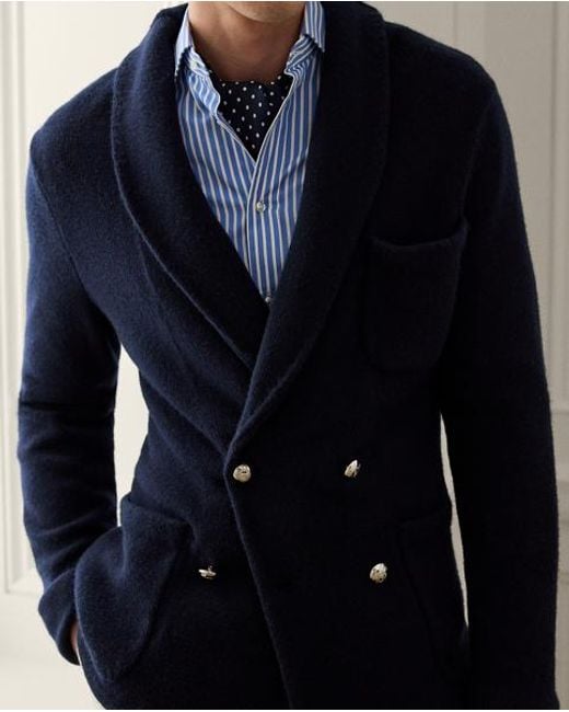 Ralph Lauren Blue Cashmere Blazer Cardigan for men