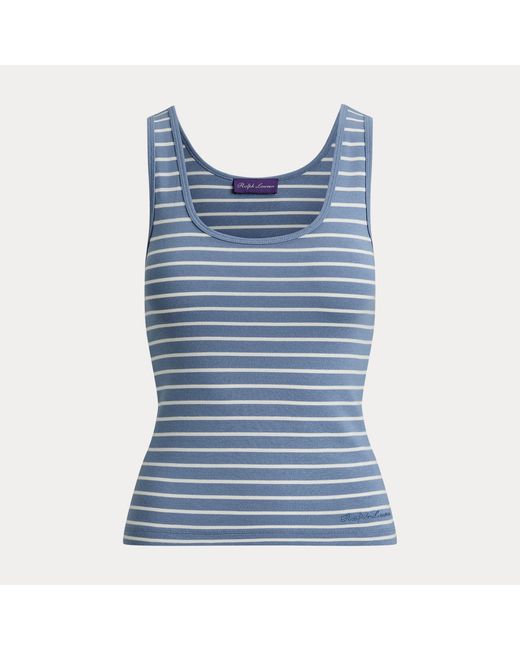 Ralph Lauren Black Ellis Rib-Knit Striped Tank Top