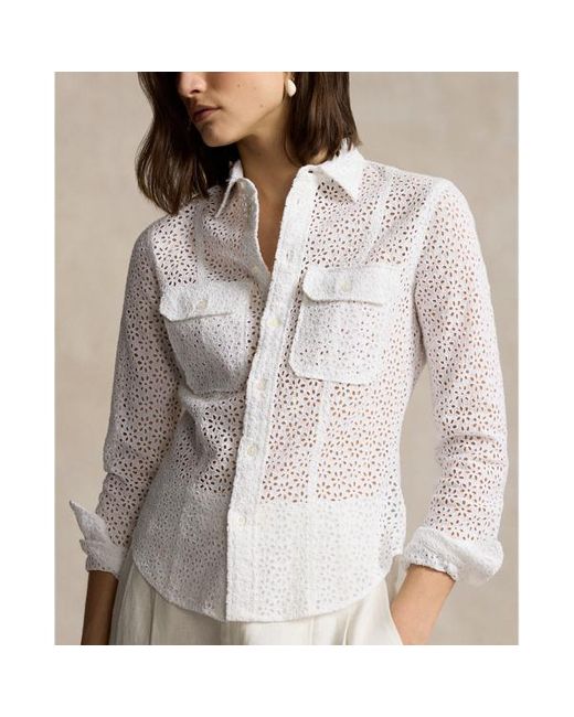 Camicia in lino traforato di Ralph Lauren in White