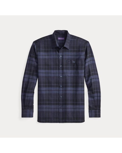 Ralph Lauren Blue Plaid Twill Shirt for men