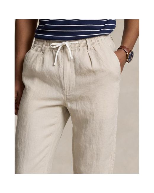 Polo Ralph Lauren Brown Polo Prepster Slim Tapered Linen Trouser for men