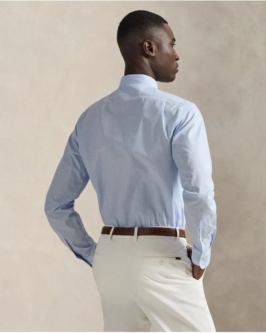 Polo Ralph Lauren Blue Custom Fit Textured Shirt for men