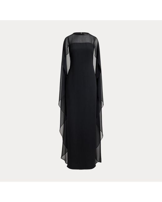 Ralph Lauren Blue Cape Georgette Gown