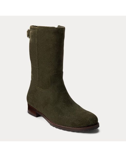 Ralph Lauren Green Tasha Suede Boot