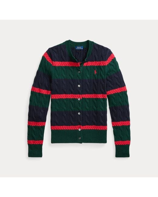Polo Ralph Lauren Multicolor Striped Cable-Knit Cotton Cardigan
