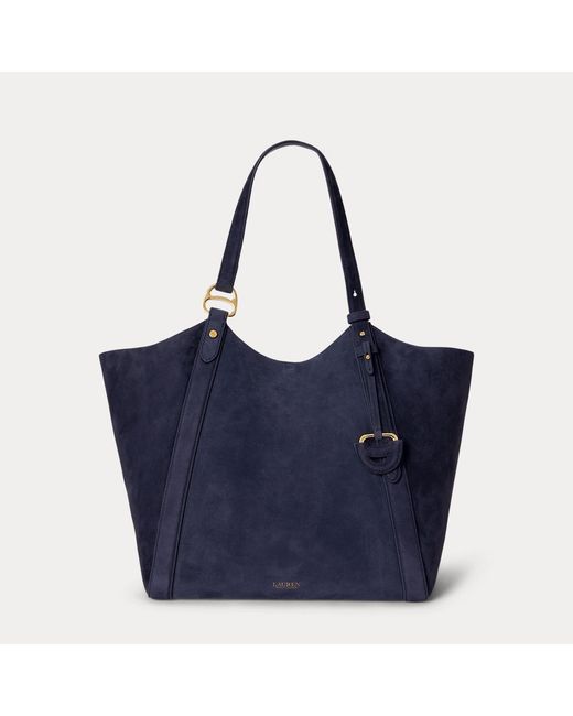 Ralph Lauren Blue Große Schafwildleder-Tragetasche Tasha