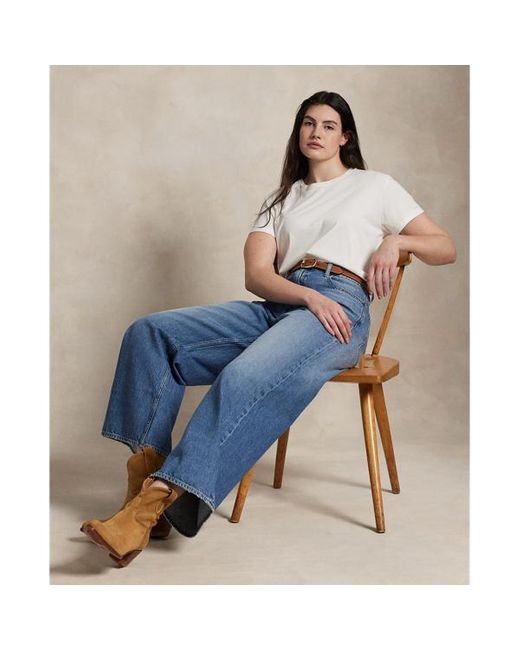 Jeans corti a vita alta e gamba larga di Polo Ralph Lauren in Blue