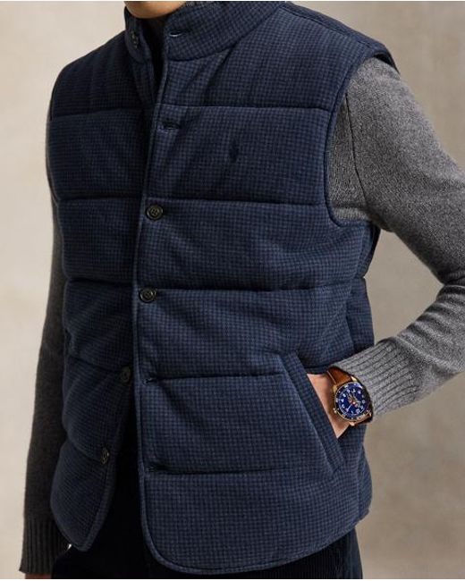 Polo Ralph Lauren Blue Houndstooth Estate-Rib Waistcoat for men