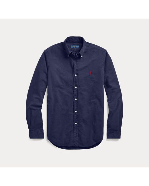 Polo Ralph Lauren Blue Custom Fit Garment-dyed Oxford Shirt for men