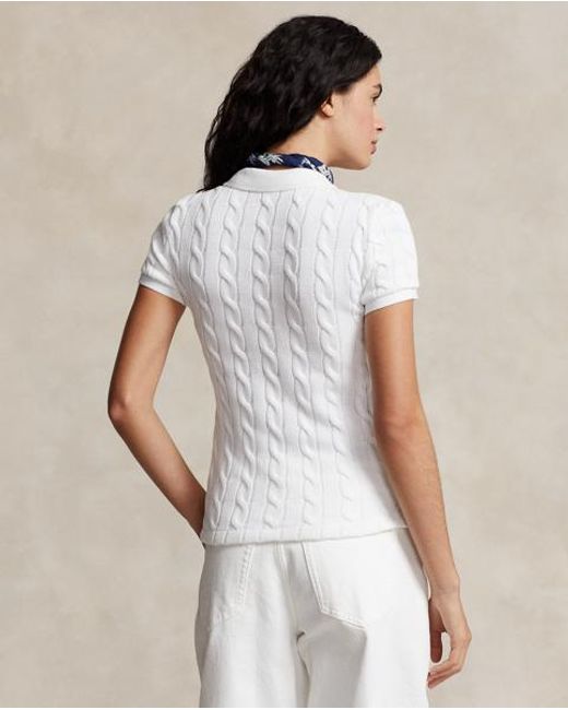 Polo Ralph Lauren White Cable-Knit Polo Shirt