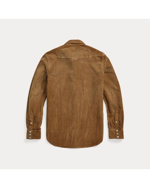 RRL Brown Slim Fit Corduroy Western Shirt for men