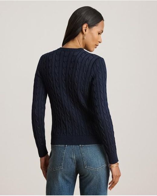 Ralph Lauren Blue Cable-Knit Cotton-Blend Cardigan