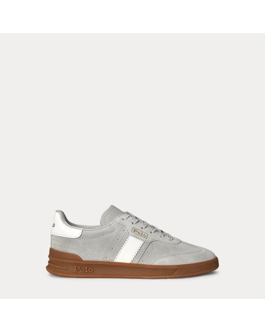 Polo Ralph Lauren White Heritage Aera Suede Trainer