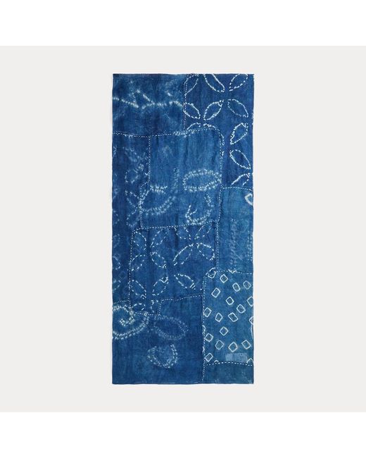 Polo Ralph Lauren Blue Patchwork Linen Scarf for men