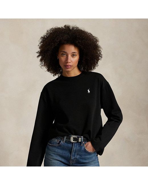 Maglietta in cotone a maniche lunghe di Polo Ralph Lauren in Black