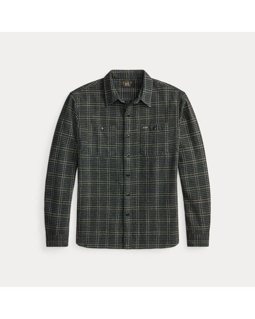 RRL Gray Plaid Woven Workshirt for men