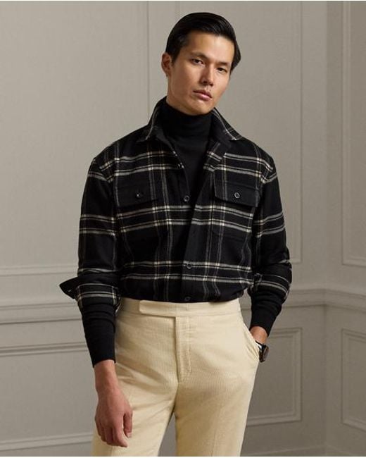 Camisa De Lana Con Cuadros Ralph Lauren de hombre de color Black