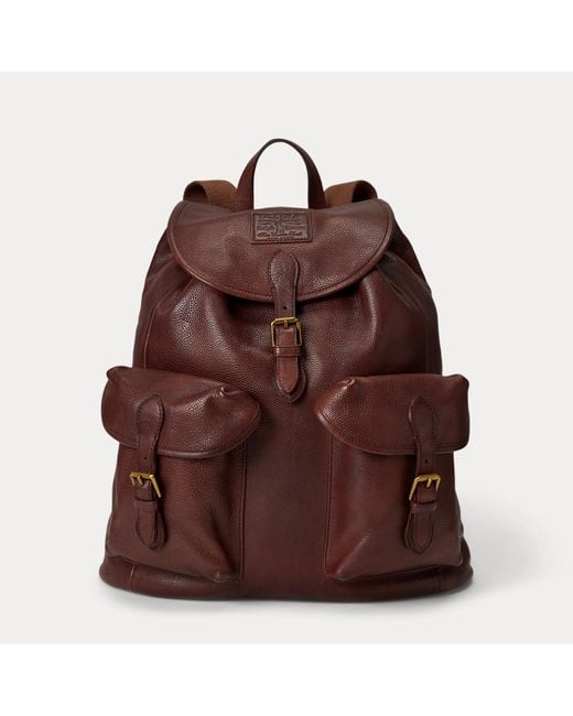 Polo Ralph Lauren Brown Heritage Leather Backpack for men