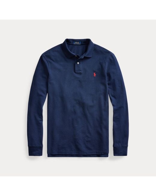 Polo Ralph Lauren Blue Custom Slim Fit Mesh Polo Shirt for men
