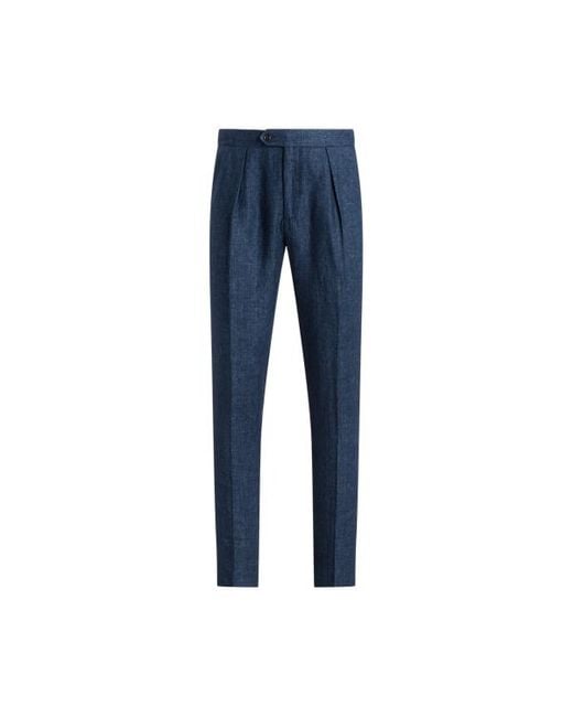 Polo Ralph Lauren Linnen Pantalon Met Visgraatmotief in het Blue voor heren