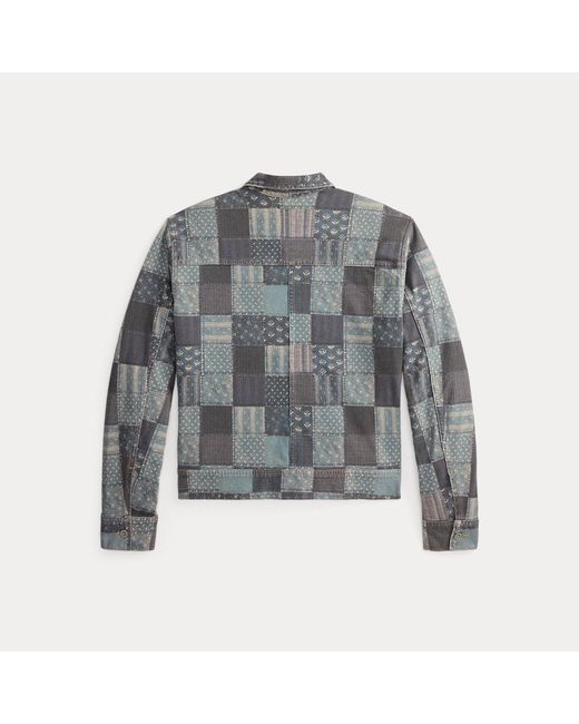 RRL Gray Patchwork-Print Jersey Jacket for men