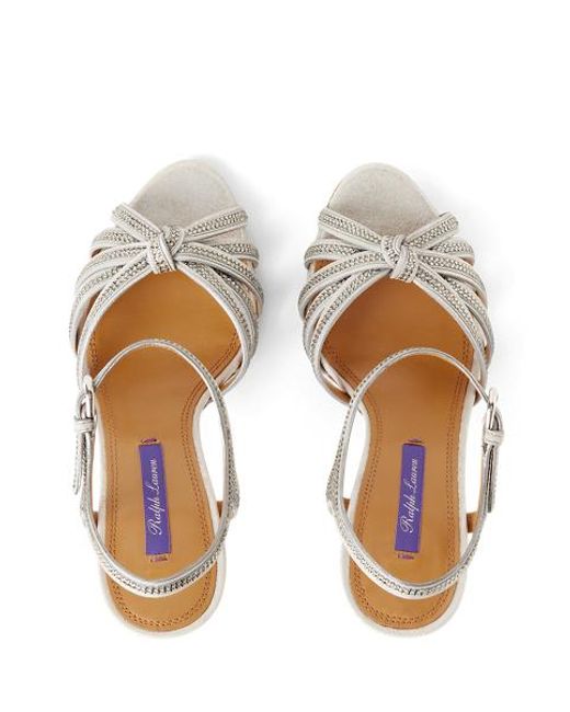 Ralph Lauren White Kieran 95 Mm Embellished Suede Sandal